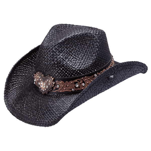 Sierra Oro Straw Cowboy Hat for Men - Flint Western Drifter, Black