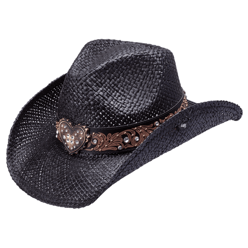 Sierra Oro Straw Cowboy Hat for Men - Flint Western Drifter, Black