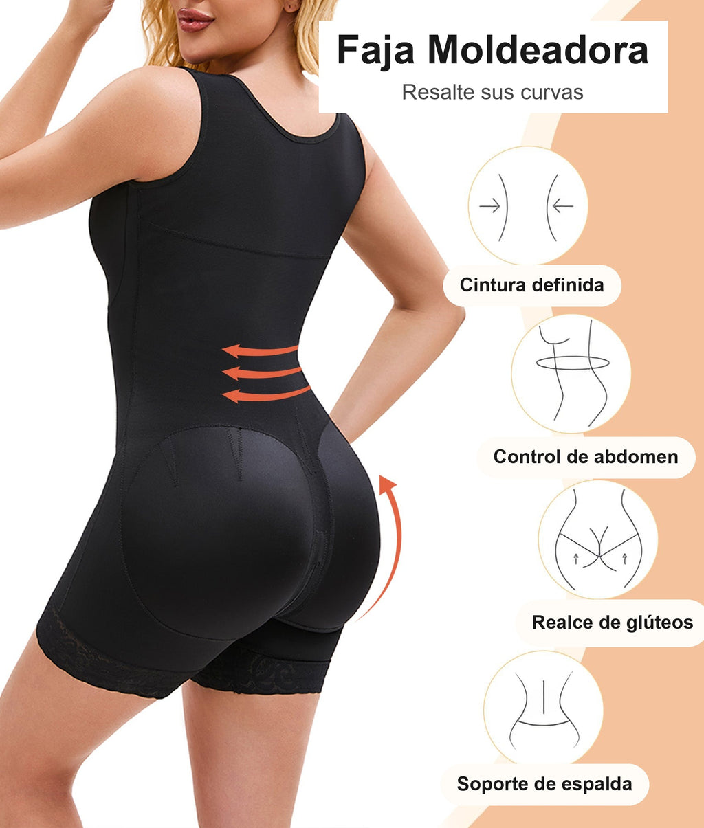 Faja moldeadora: cintura definida, control de abdomen, realce de glúteos y soporte de espalda